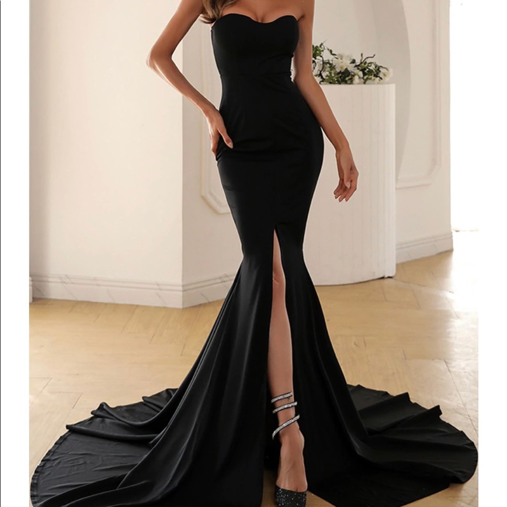 Black mermaid sweetheart prom dress